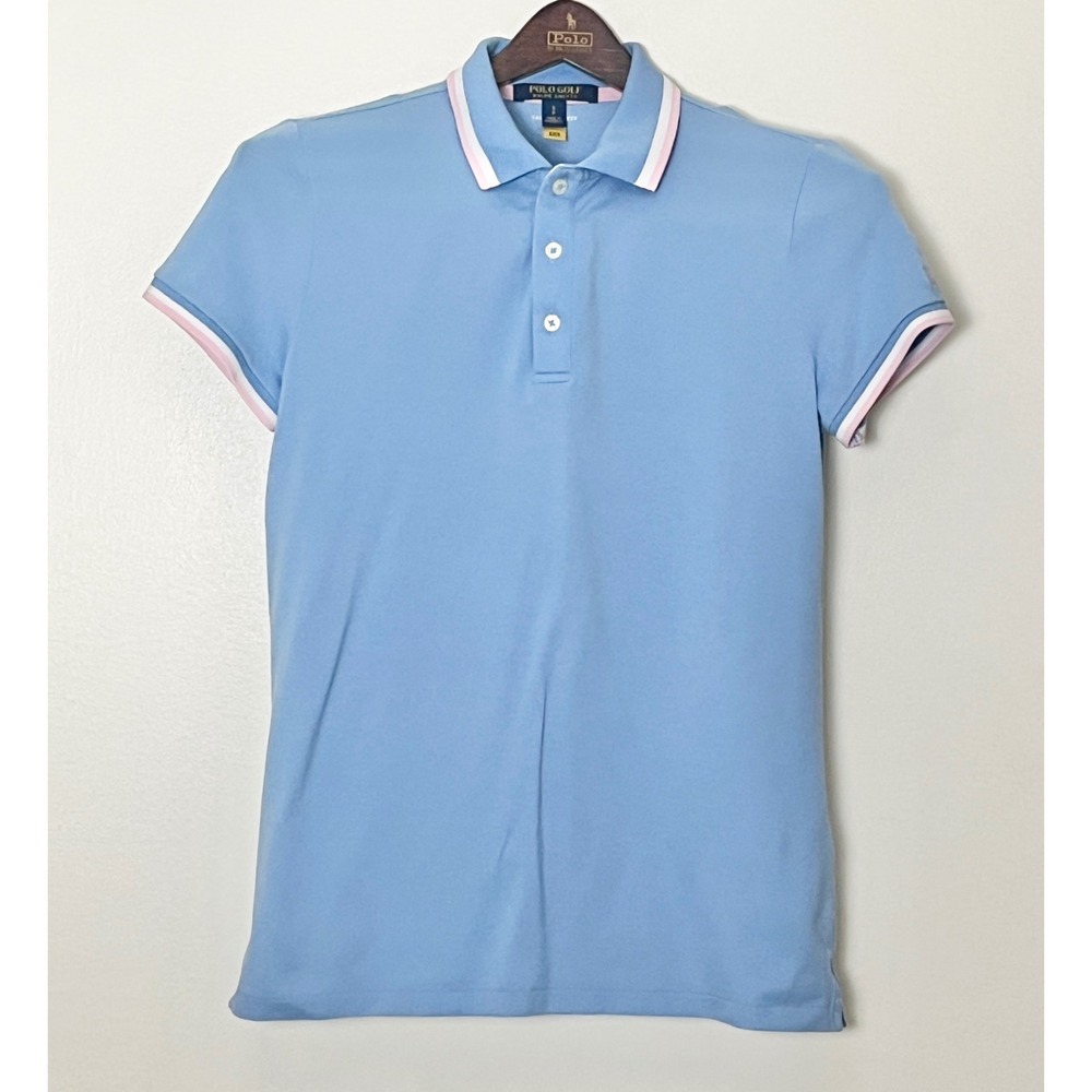 Polo Golf Ralph Lauren Polo Shirt Women's Small Blue Tipped Collar Tailored Fit